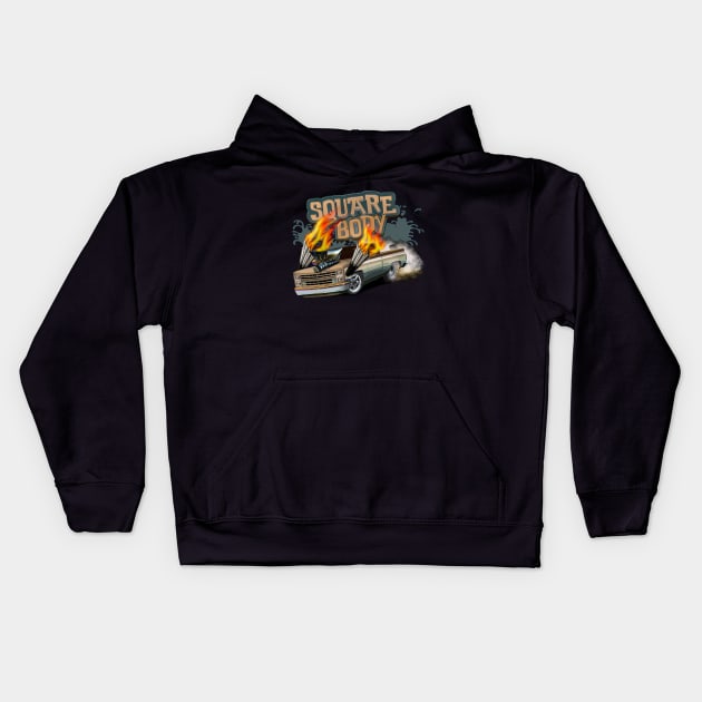 Squarebody Chevy Ratfink Kids Hoodie by hardtbonez